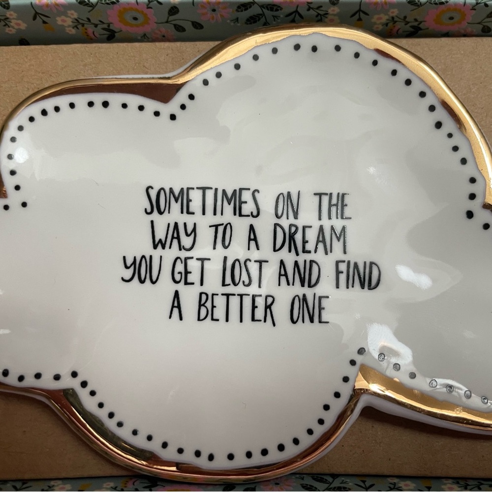 Jewelry Tray Cloud-Shaped Plate with Gold Trim